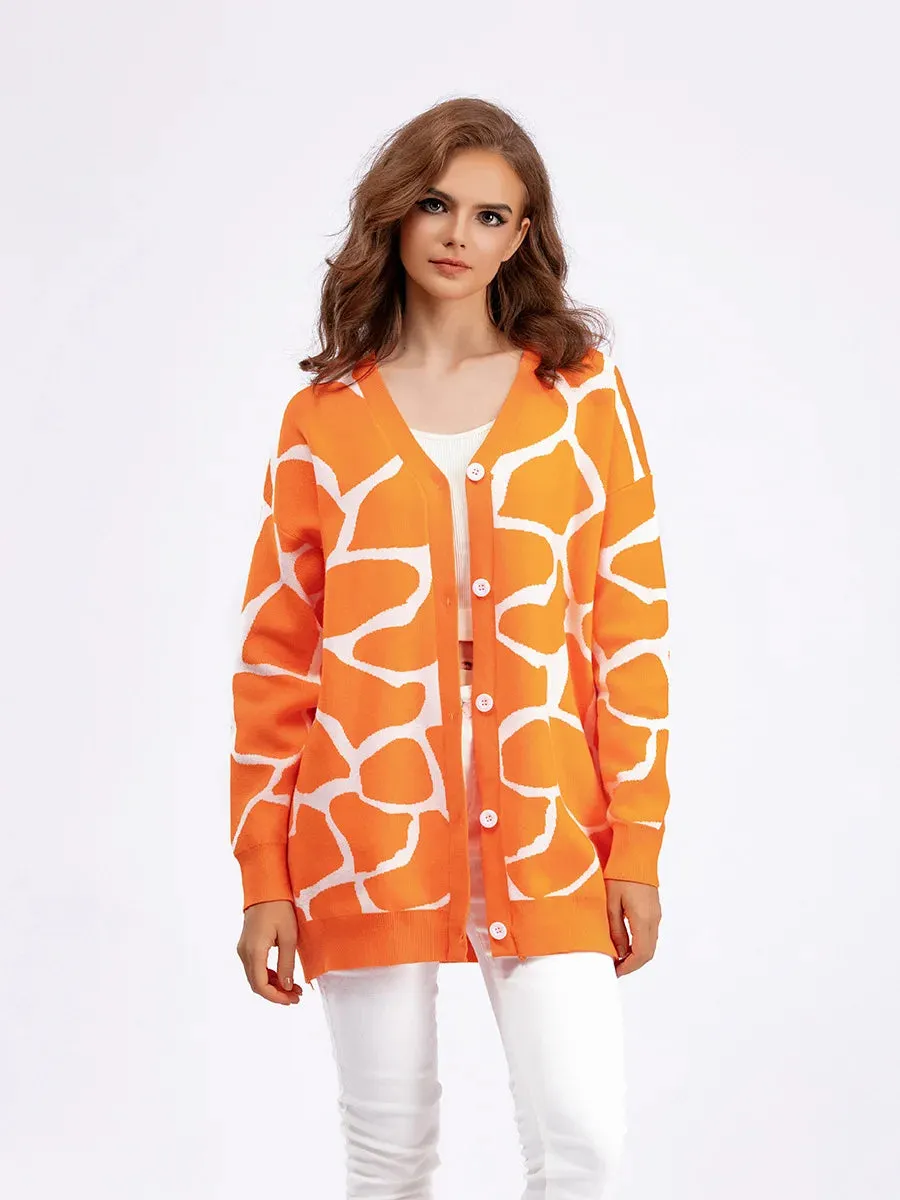 Giraffe’s Skin Print Pattern Sweater Cardigans