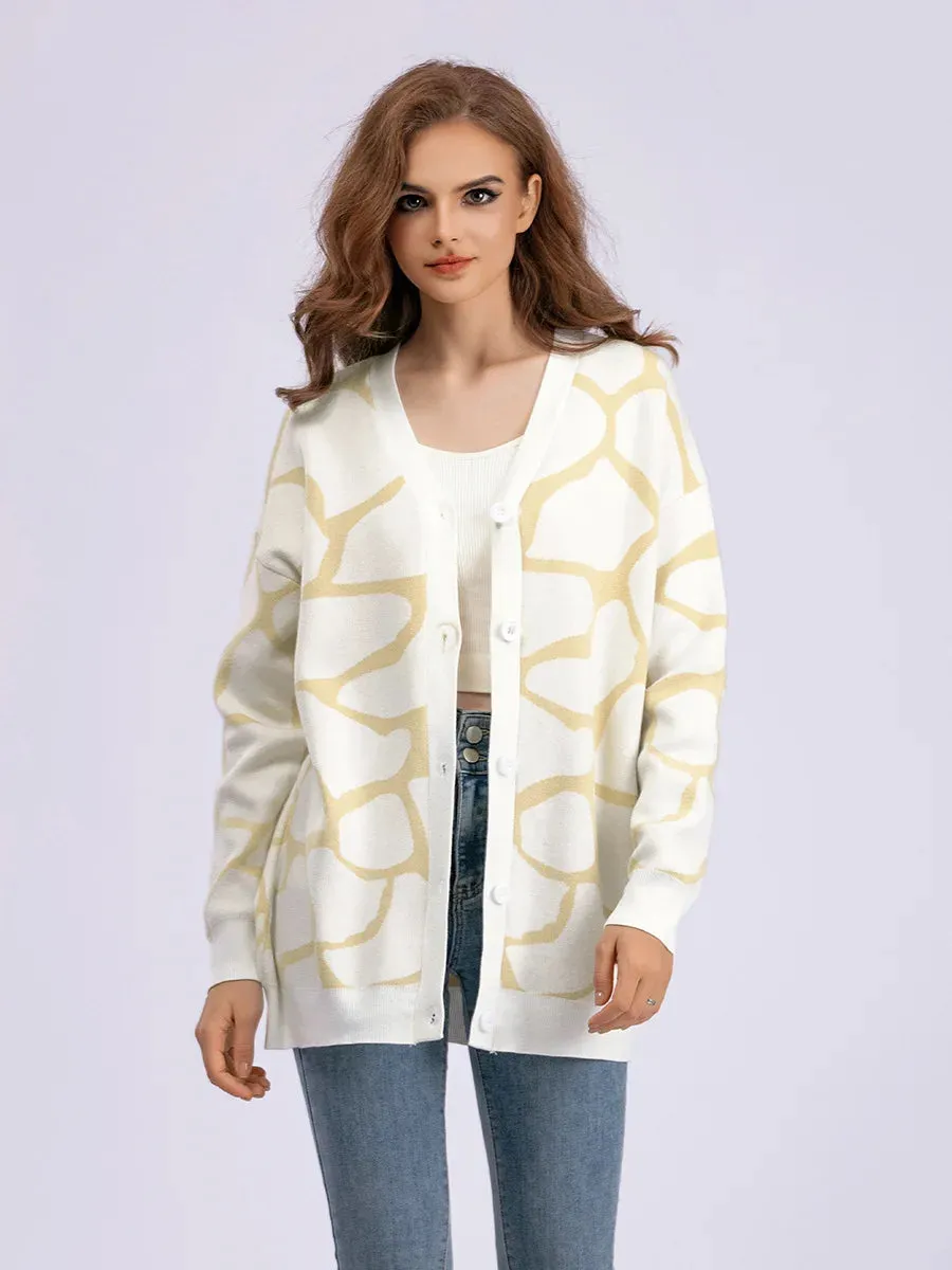 Giraffe’s Skin Print Pattern Sweater Cardigans