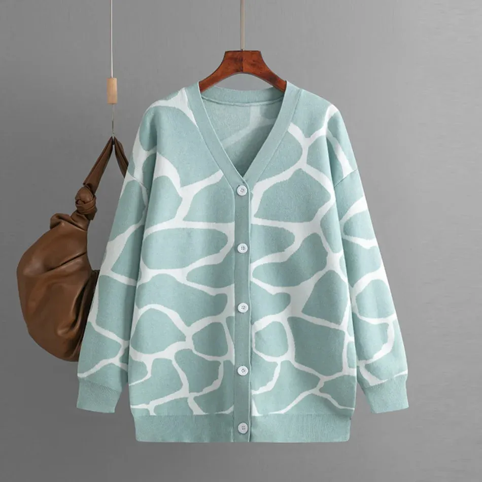 Giraffe’s Skin Print Pattern Sweater Cardigans