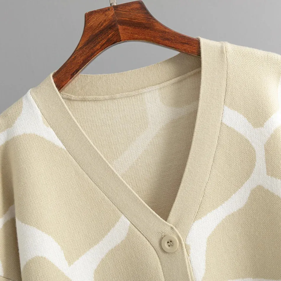 Giraffe’s Skin Print Pattern Sweater Cardigans