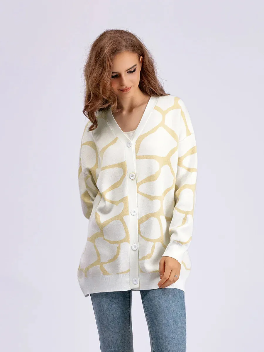 Giraffe’s Skin Print Pattern Sweater Cardigans