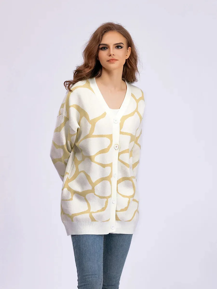 Giraffe’s Skin Print Pattern Sweater Cardigans