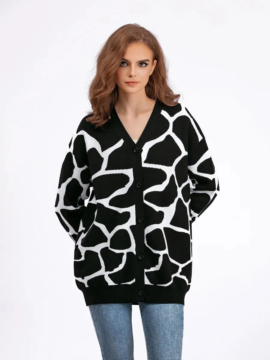 Giraffe’s Skin Print Pattern Sweater Cardigans