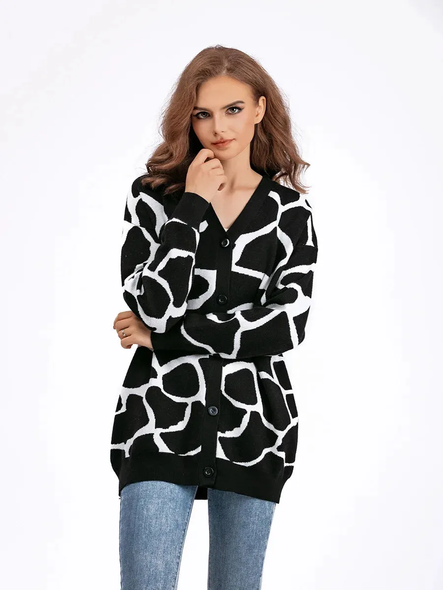 Giraffe’s Skin Print Pattern Sweater Cardigans