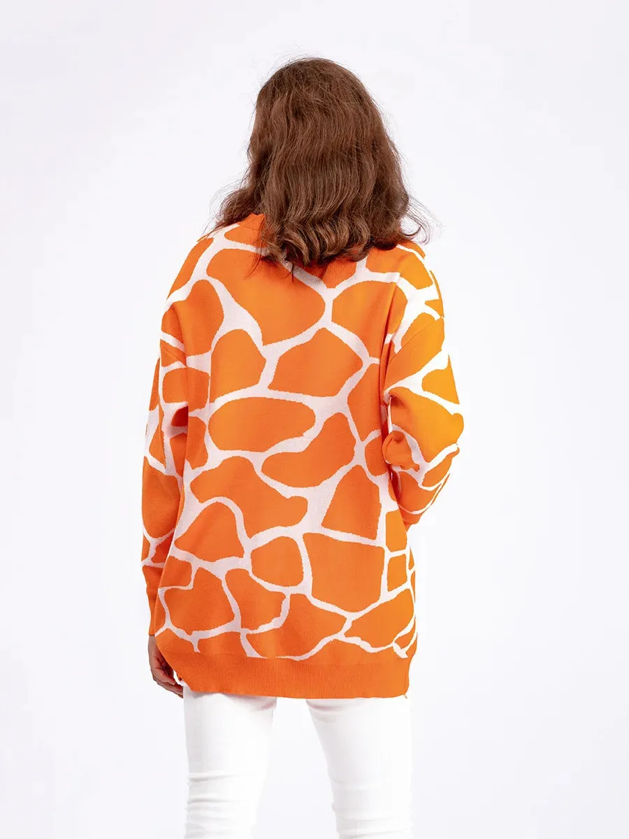 Giraffe’s Skin Print Pattern Sweater Cardigans