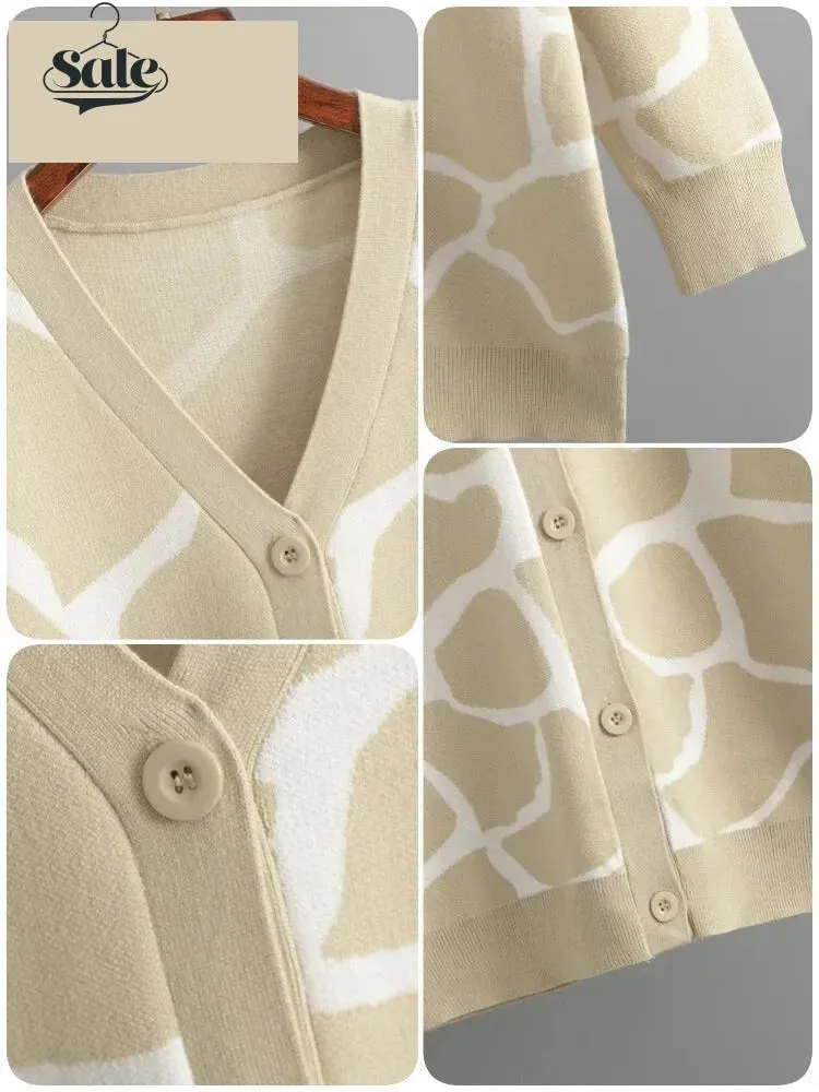 Giraffe’s Skin Print Pattern Sweater Cardigans