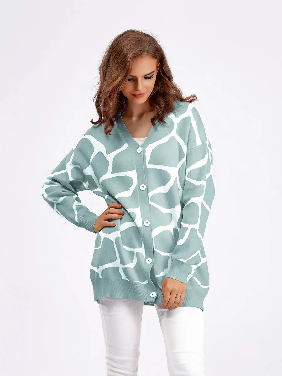 Giraffe’s Skin Print Pattern Sweater Cardigans