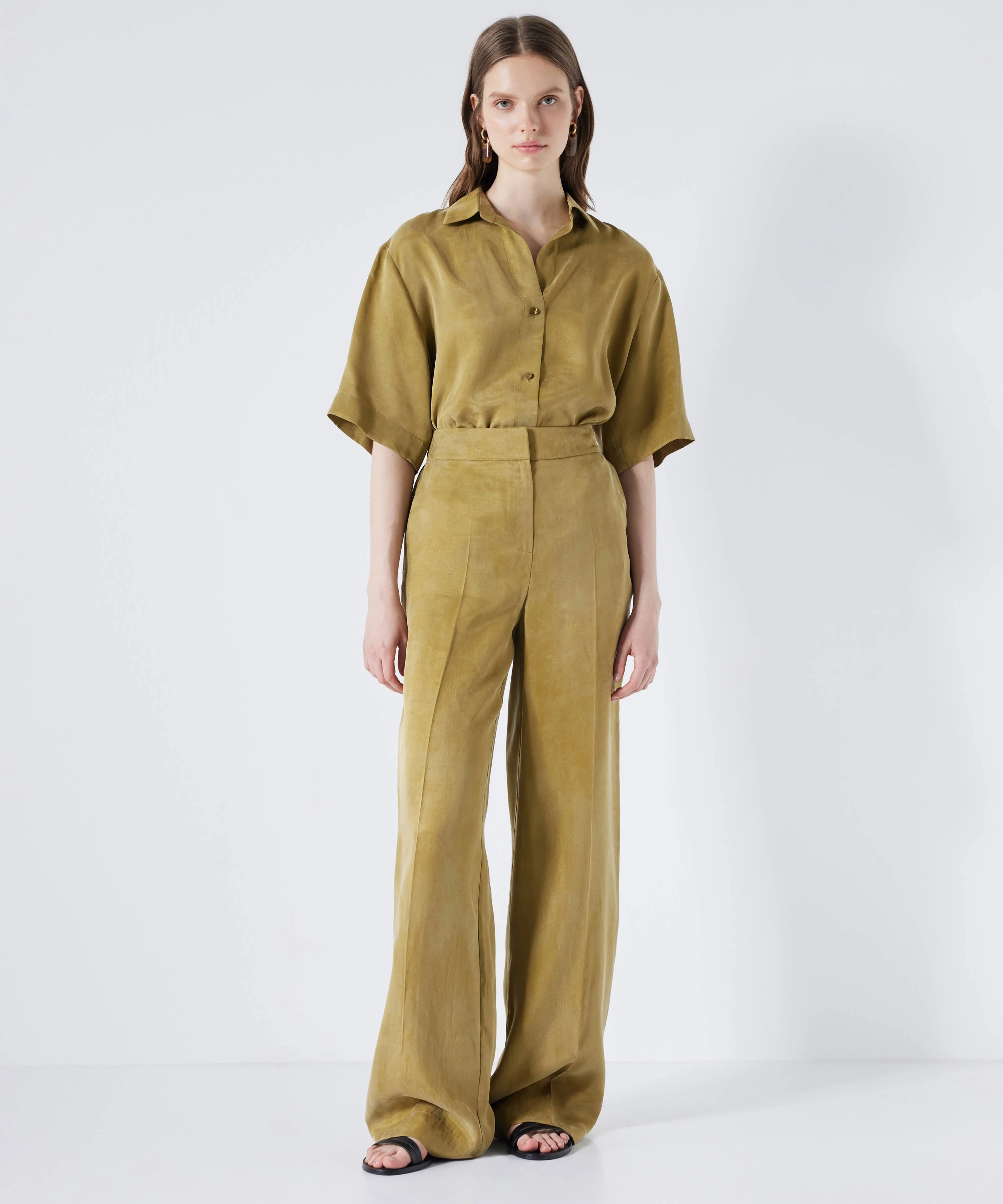 Ipekyol Wide Leg Fit Trousers Khaki