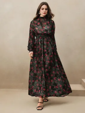 Isabella Ditsy Floral Cinched Waist Elegant Maxi Dress