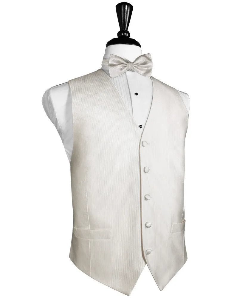 Ivory Faille Silk Full Back Tuxedo Vest by Cristoforo Cardi