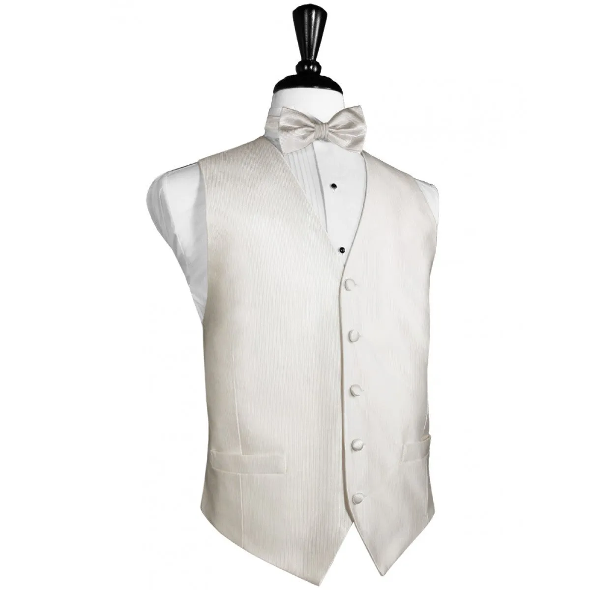 Ivory Faille Silk Full Back Tuxedo Vest by Cristoforo Cardi