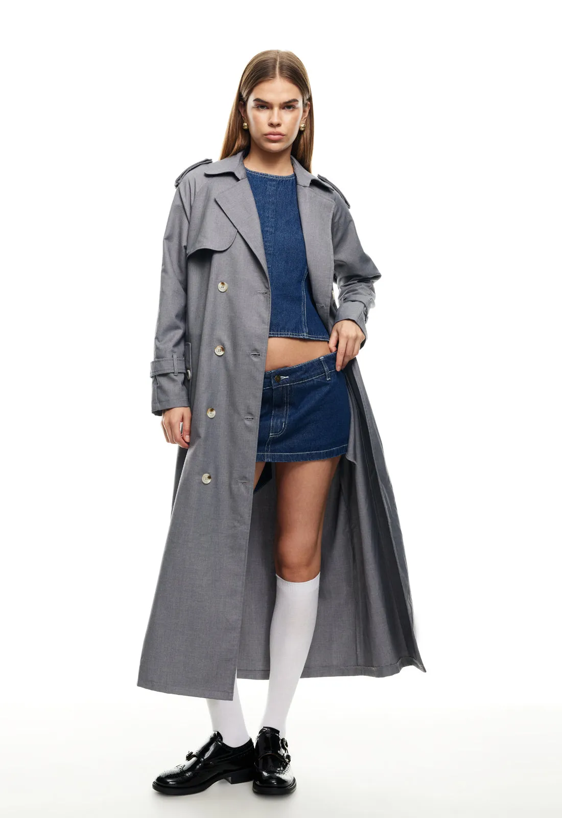 LIONESS Trencherous Coat Slate