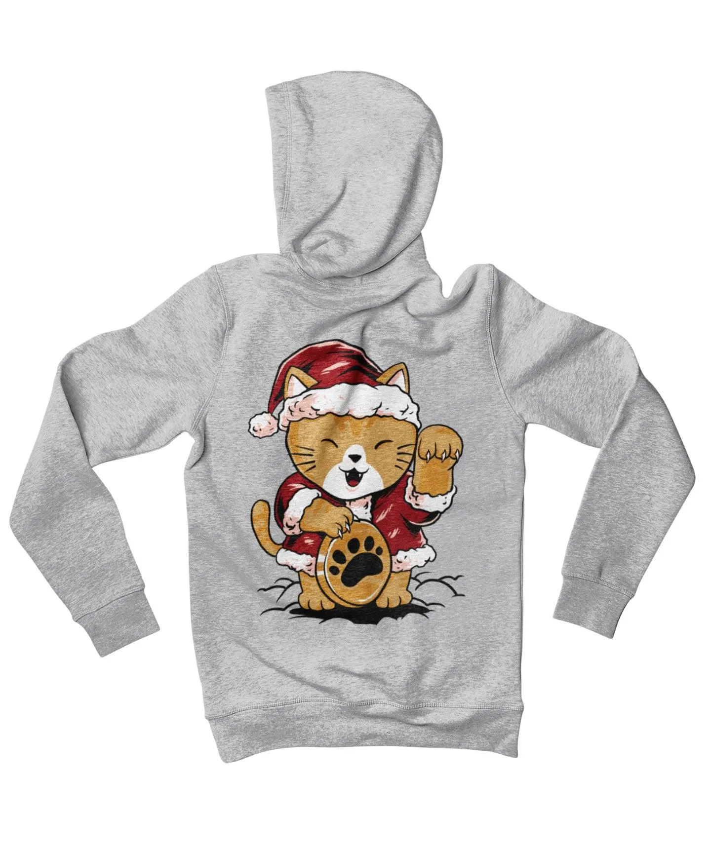 Lucky Meow Santa Back Printed Christmas Hoodie