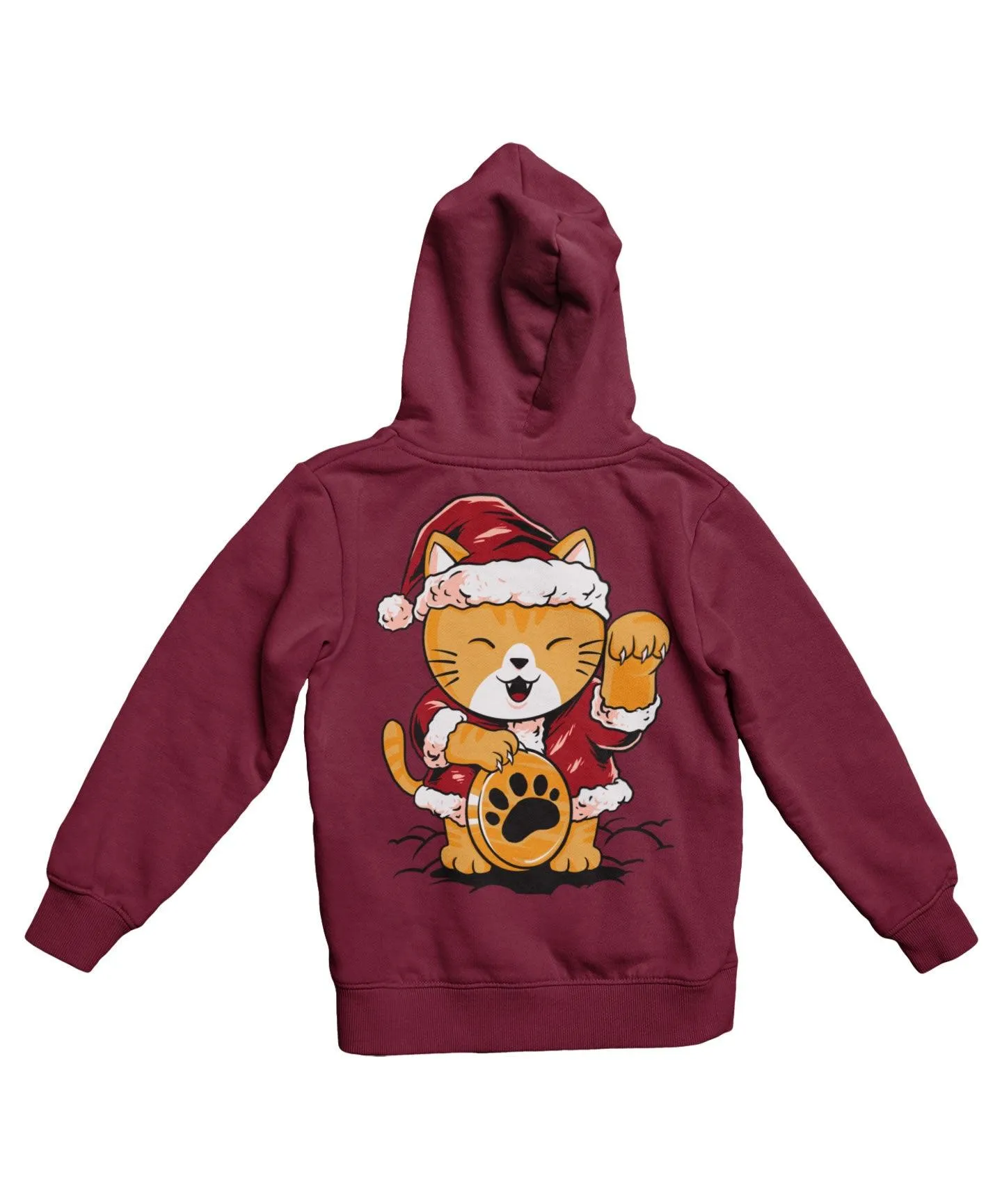 Lucky Meow Santa Back Printed Christmas Hoodie