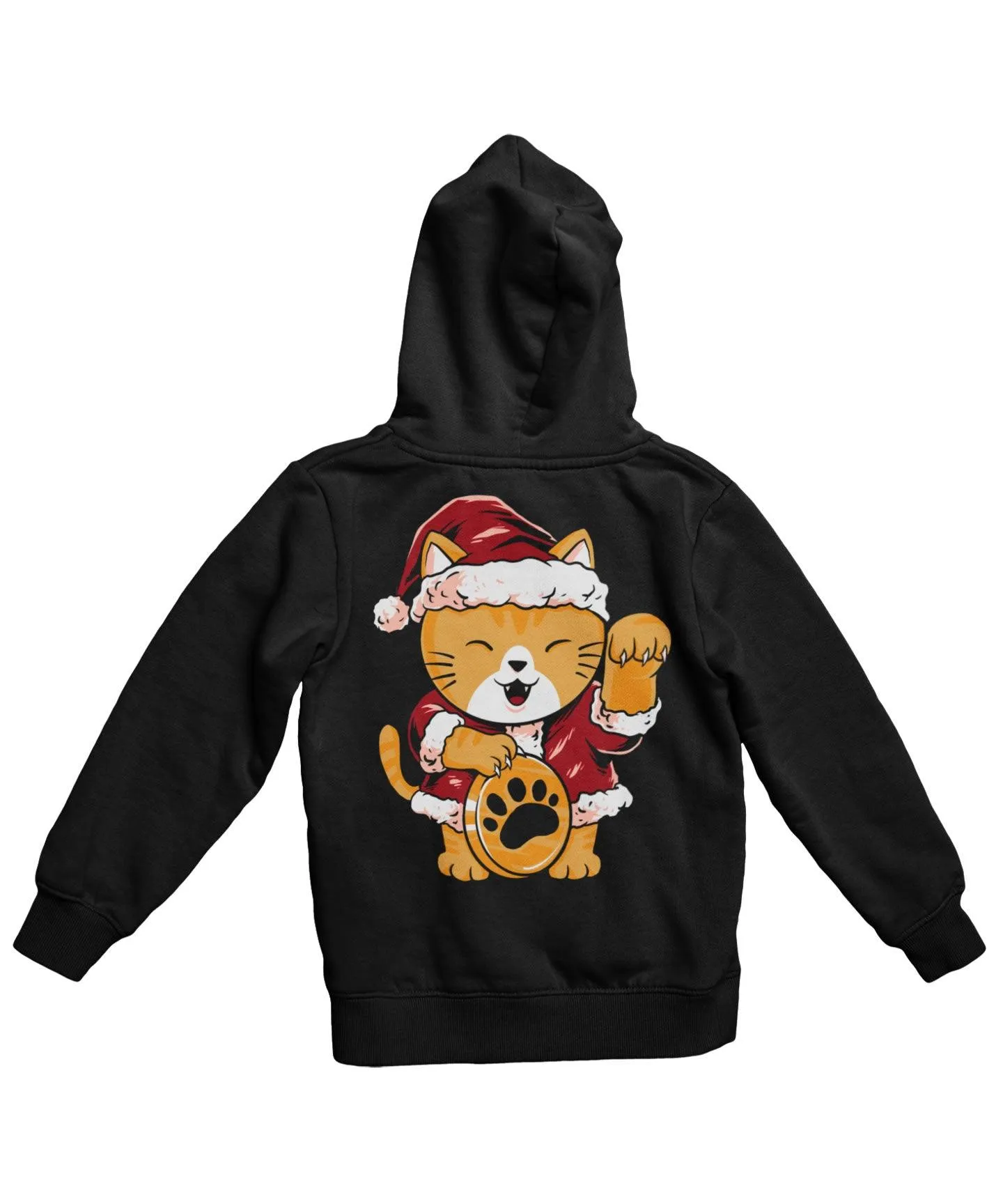 Lucky Meow Santa Back Printed Christmas Hoodie