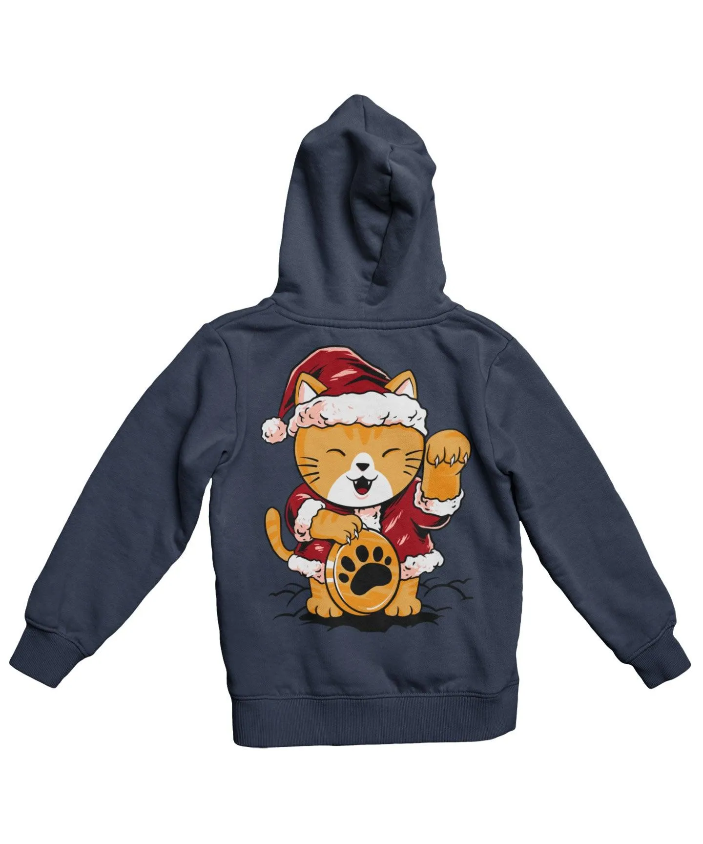 Lucky Meow Santa Back Printed Christmas Hoodie