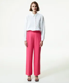 Machka High Waist Wide Leg Fit Trousers Fuchsia