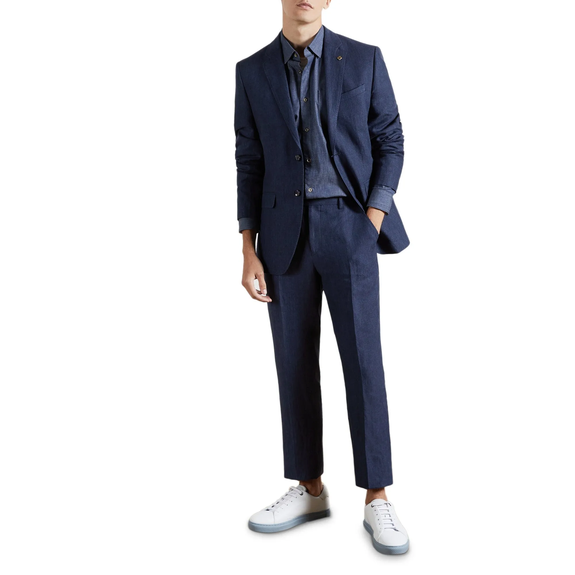 Men Mps-Jeademt-Debonair Plain Modern Fit Suit Trouser - Navy