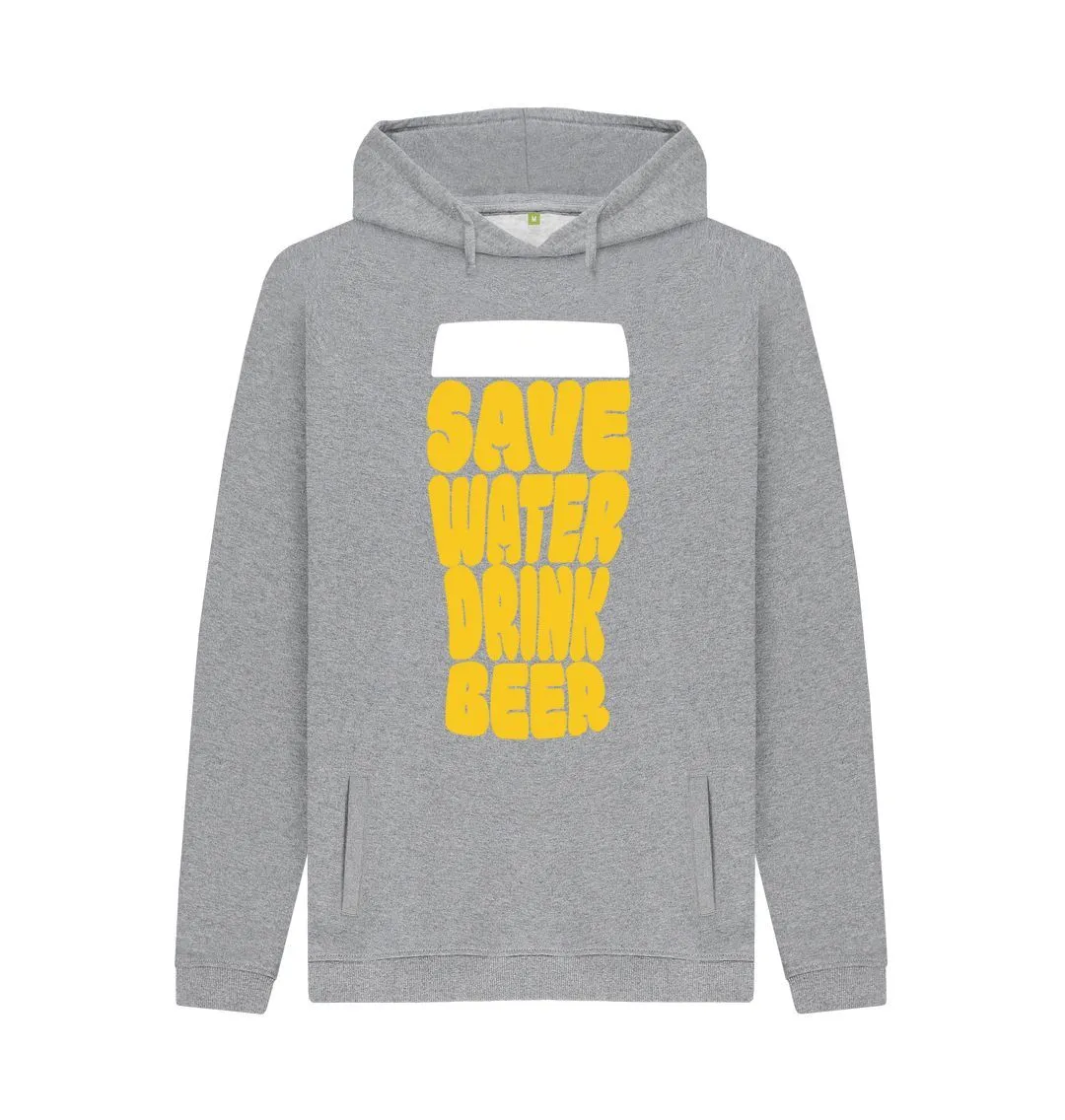 Men's Save Water Drink Beer Organic Pullover Hoodie