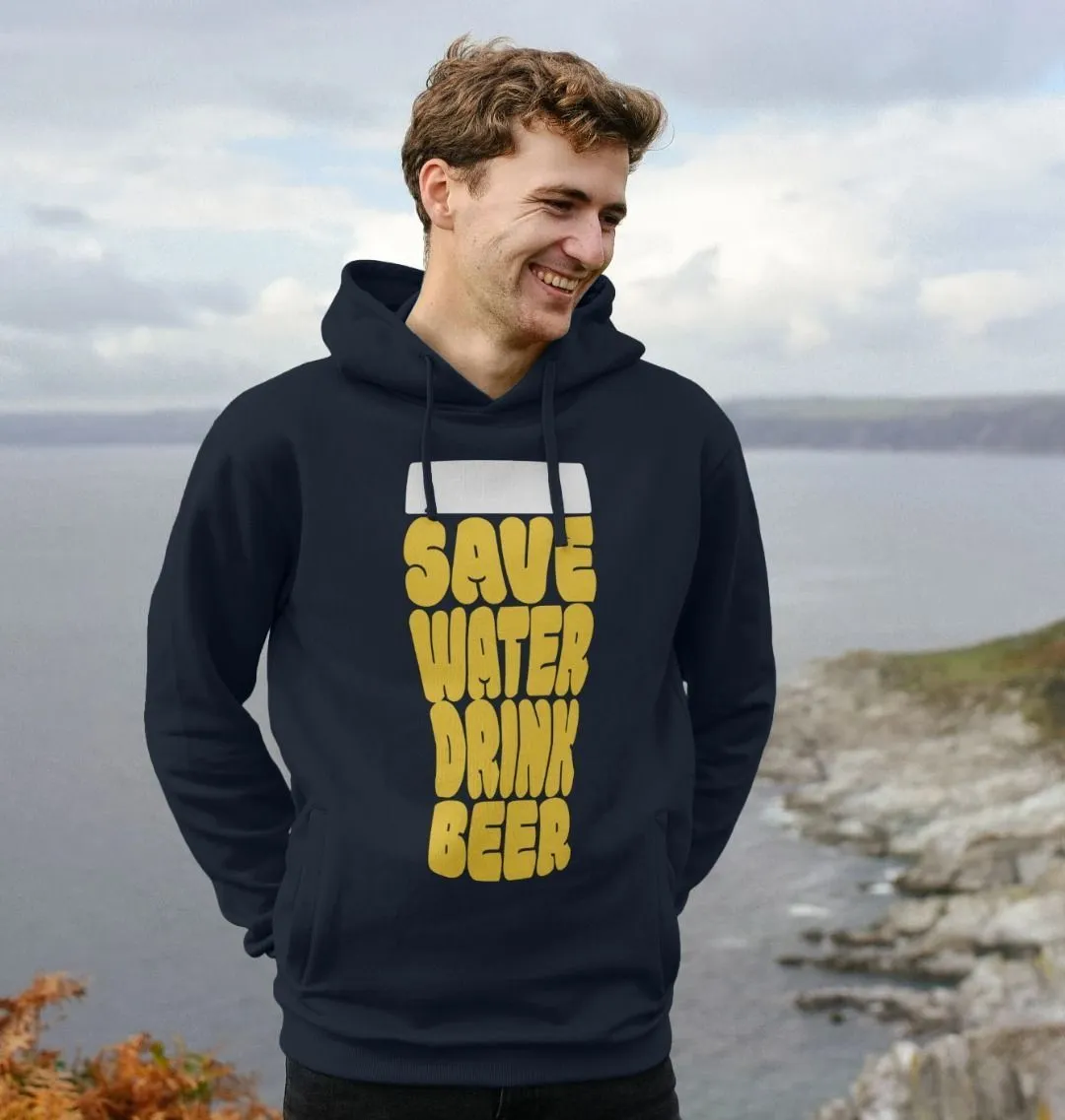 Men's Save Water Drink Beer Organic Pullover Hoodie