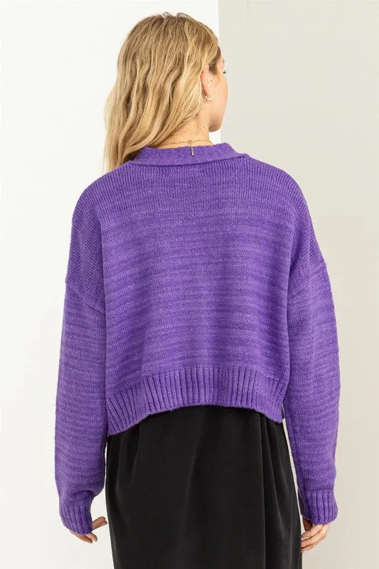 Mood Crop Shoulder Cropped Cardigan Sweater