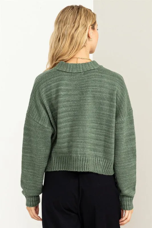 Mood Crop Shoulder Cropped Cardigan Sweater