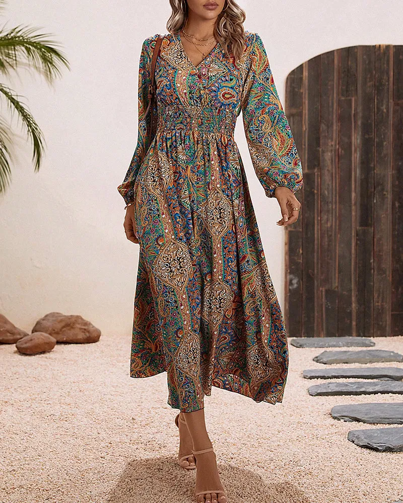 Multicolored paisley print elegant dress