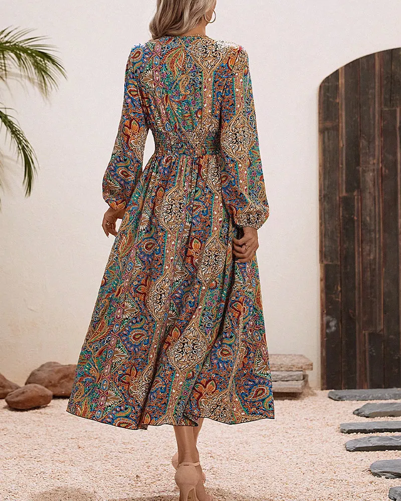 Multicolored paisley print elegant dress