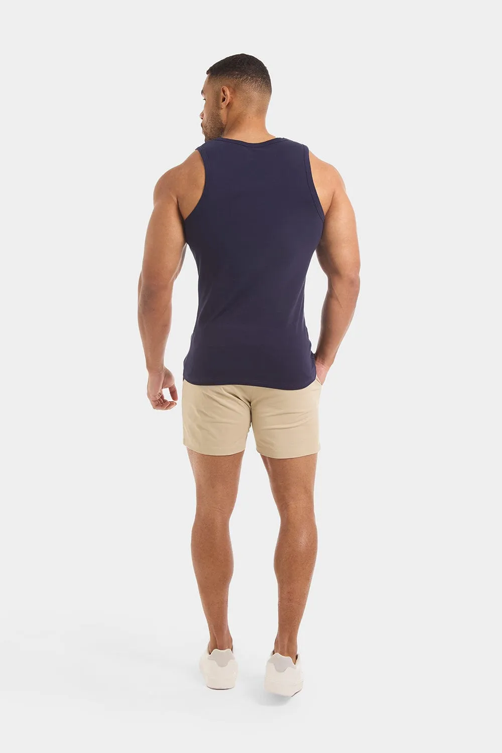 Muscle Fit Drawstring Chino Short - Shorter Length in Stone