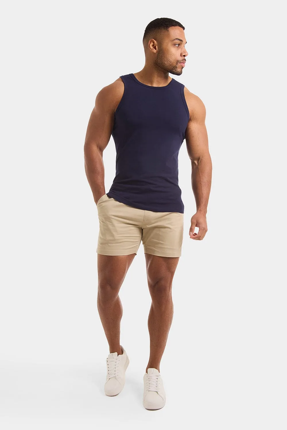 Muscle Fit Drawstring Chino Short - Shorter Length in Stone