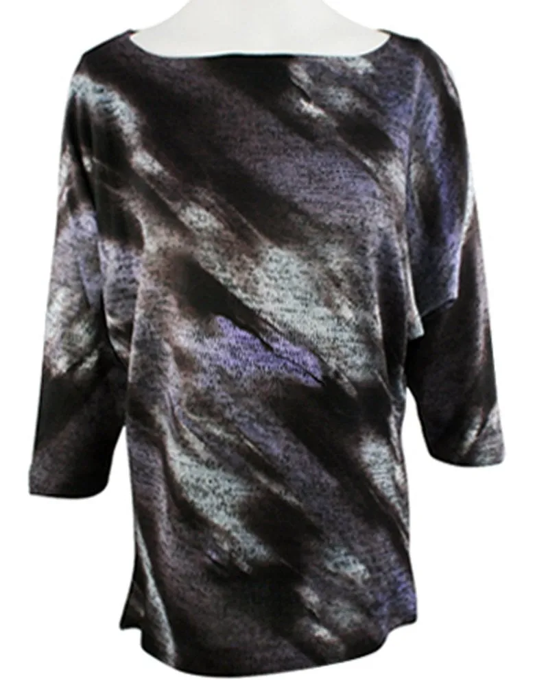 Nally & Millie - Brush Stroke, Boat Neck Top on a 3/4 Sleeve Animal Print Body