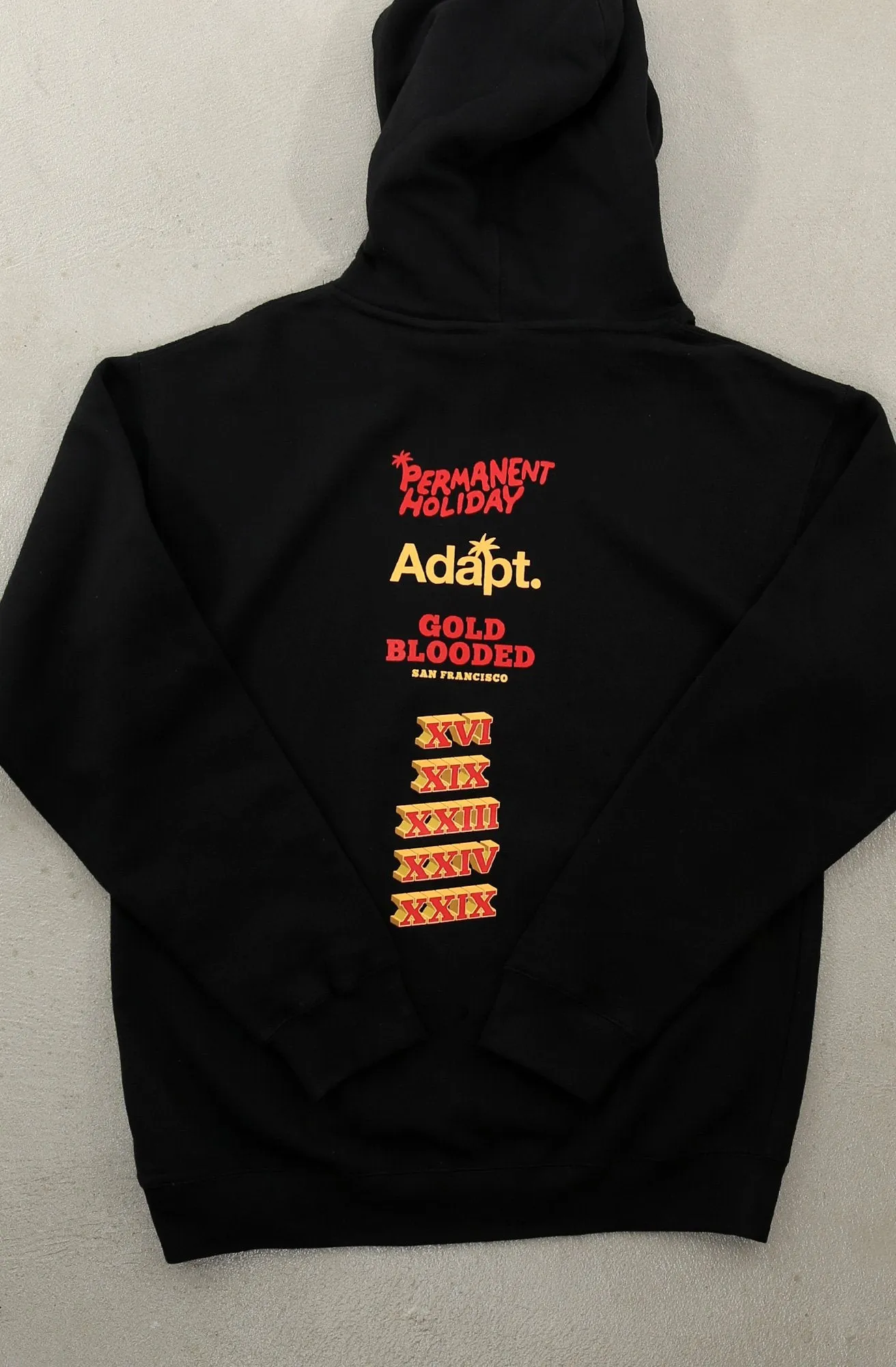 Permanent Holiday X Adapt :: Gold Blooded Holiday (Men's Black Hoody)