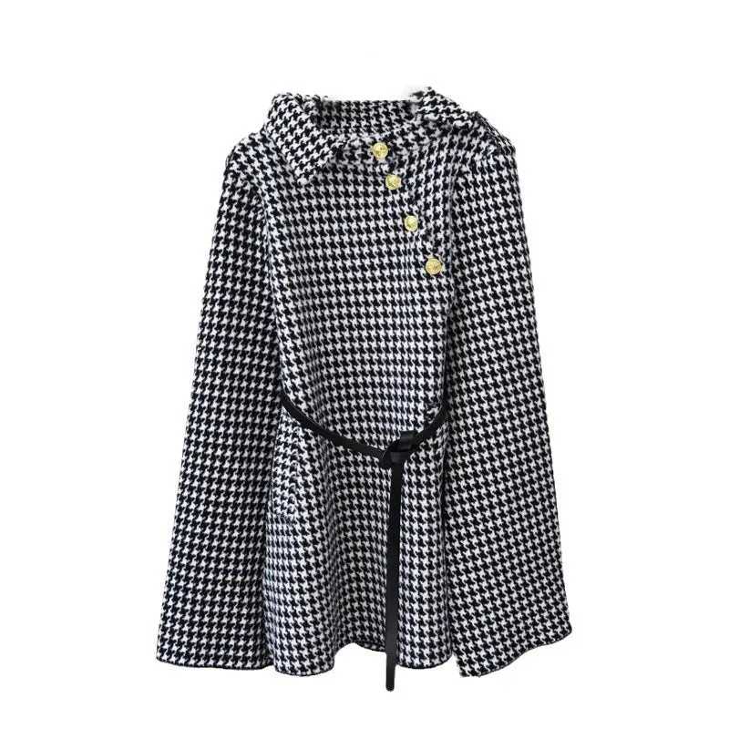 Plaid Belted Knit Wrap Coat - Women's Winter Long Lapel Jacket, Single-Breasted Design