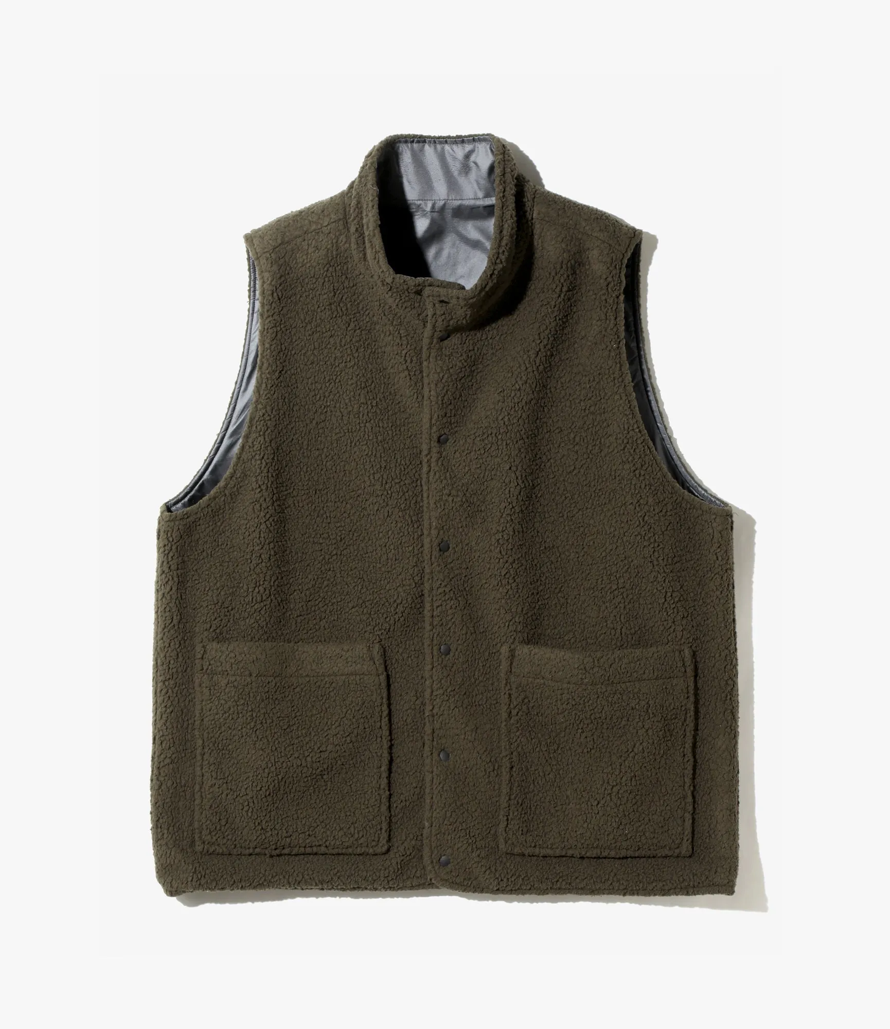 Reversible Vest – Olive Fleece / Charcoal Ripstop