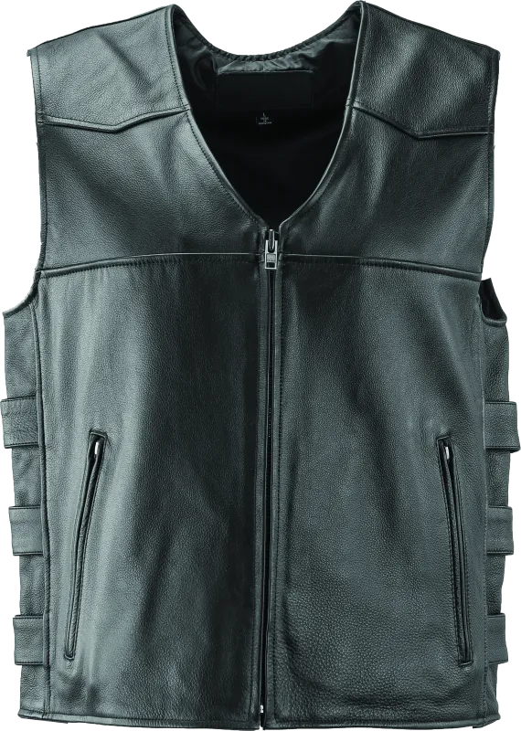 River Road Plains Leather Vest Black - Medium