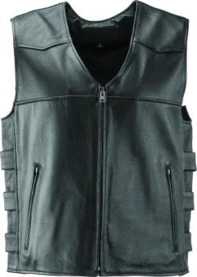 River Road Plains Leather Vest Black - Medium