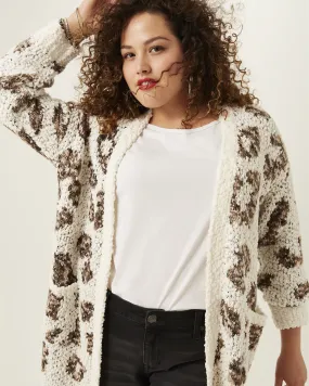 Ruth Animal-Print Knit Cardigan | Tan / Brown