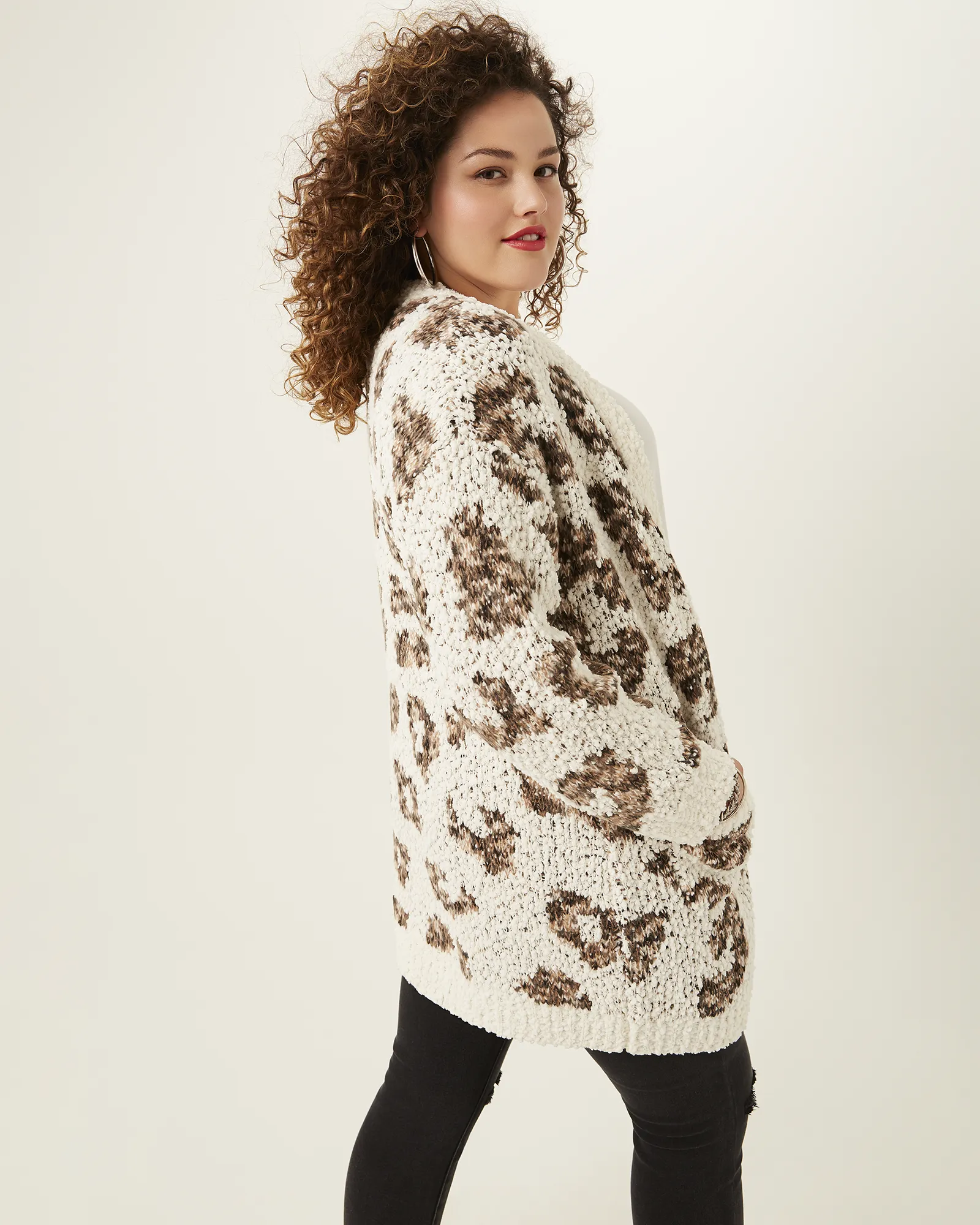 Ruth Animal-Print Knit Cardigan | Tan / Brown