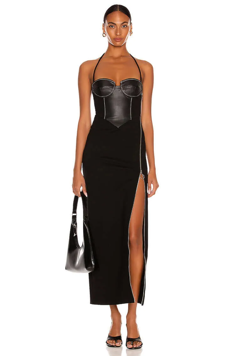 Sexy wrap chest hanging neck dress