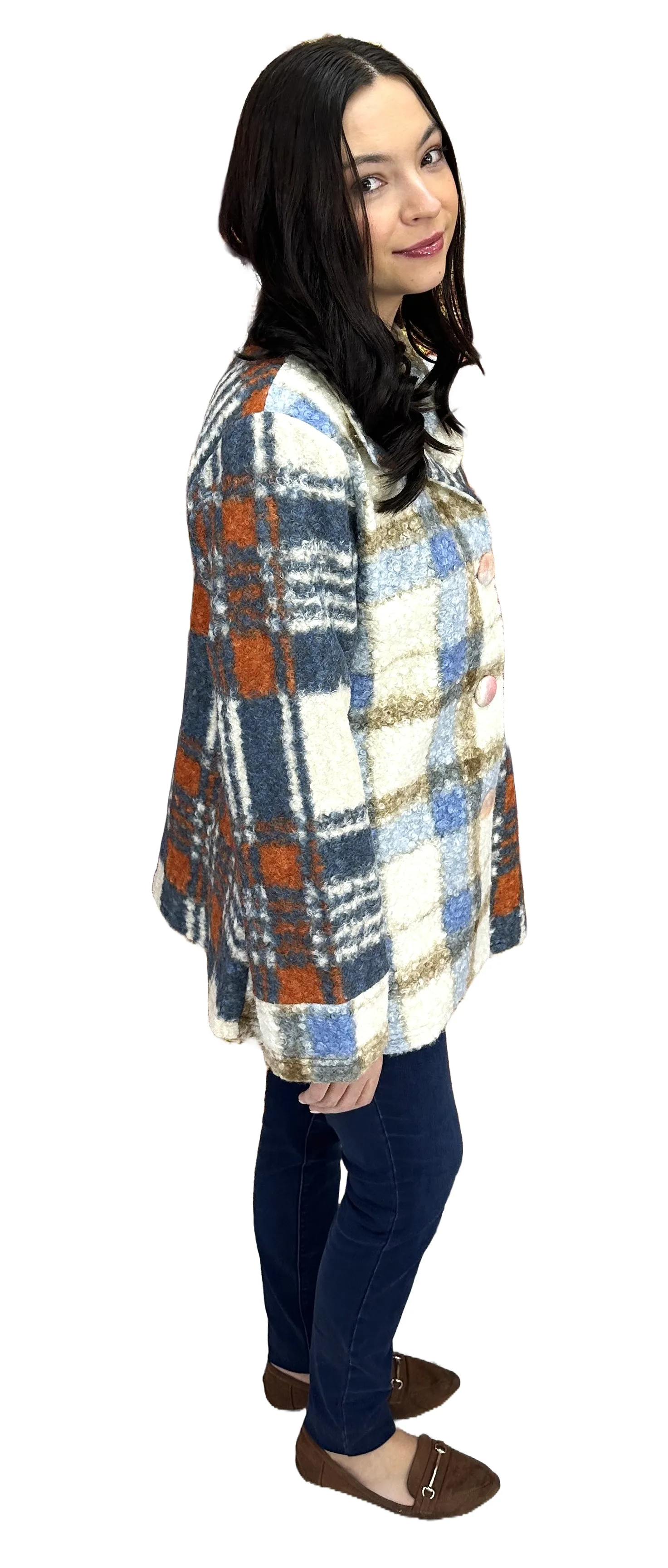 Simply Cute Woven Plaid Coat