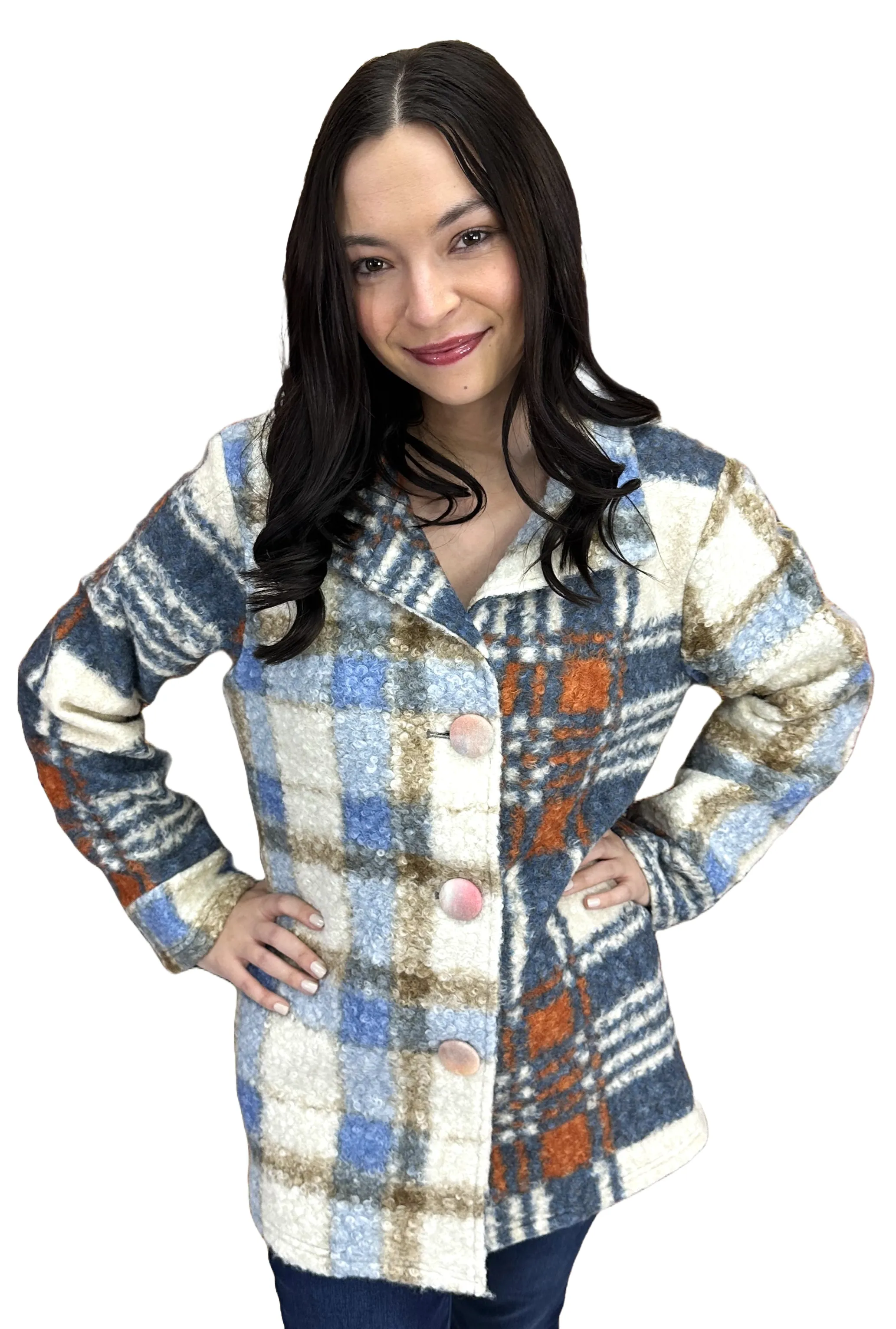 Simply Cute Woven Plaid Coat