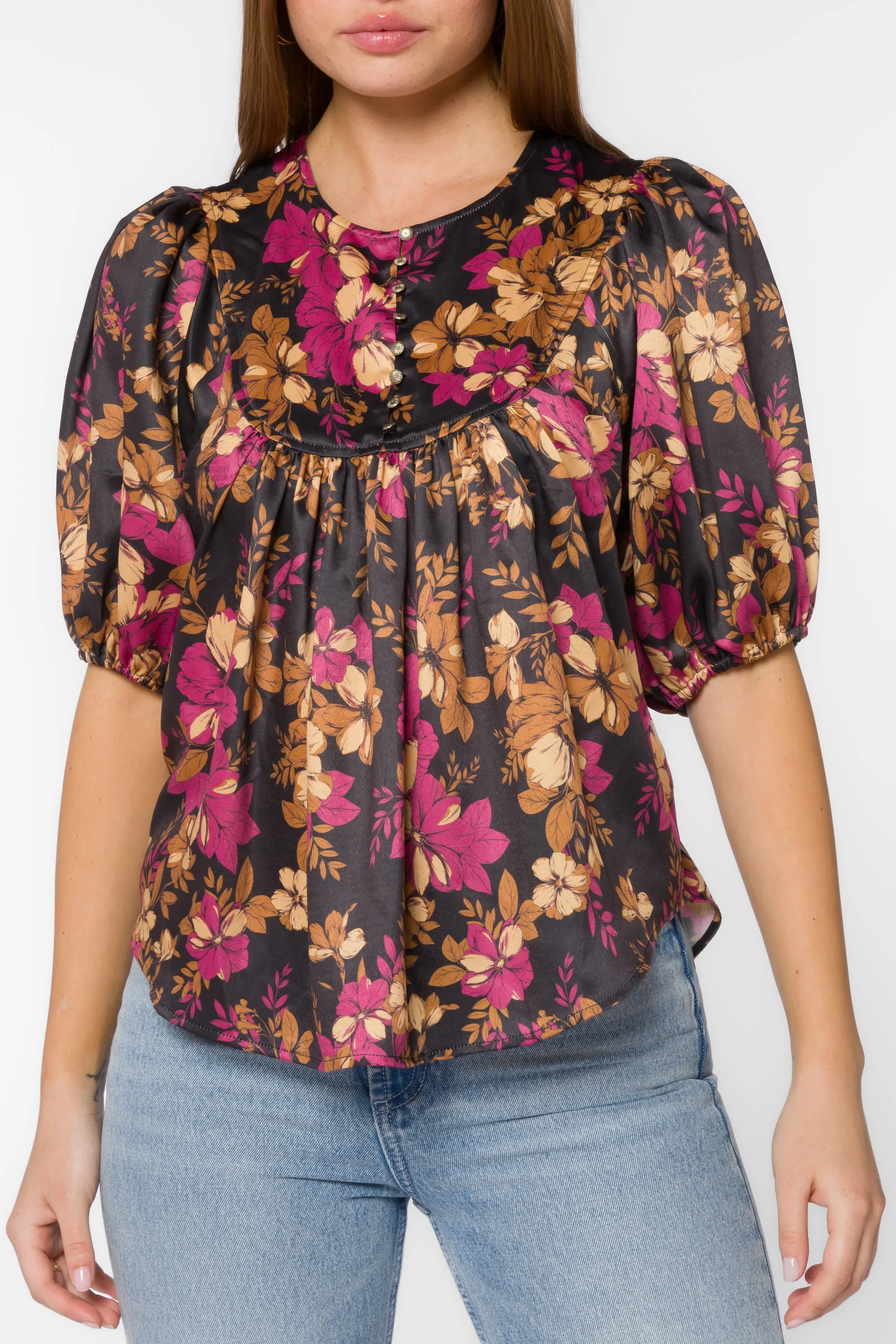 Soleil Gold Floral Blouse