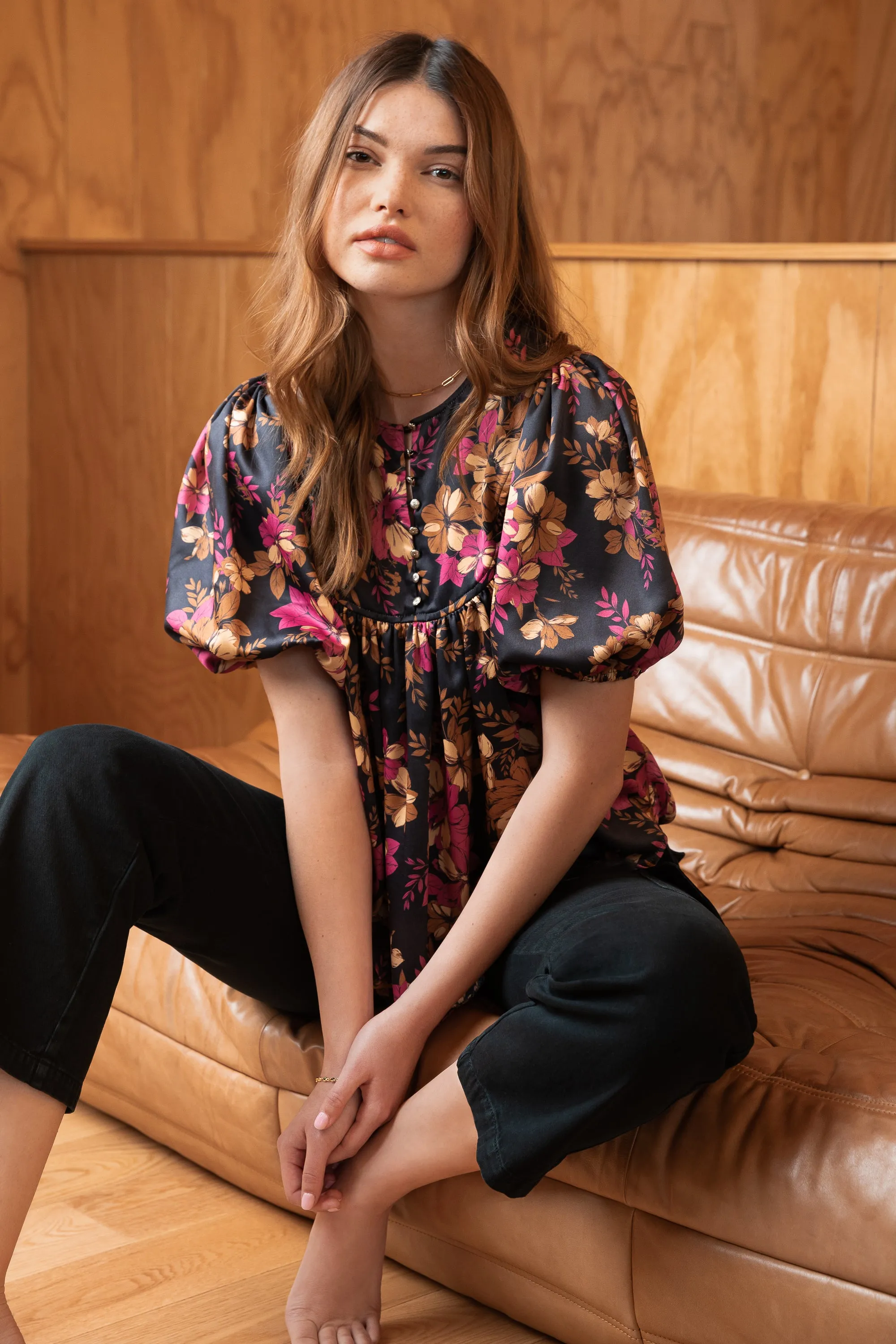 Soleil Gold Floral Blouse