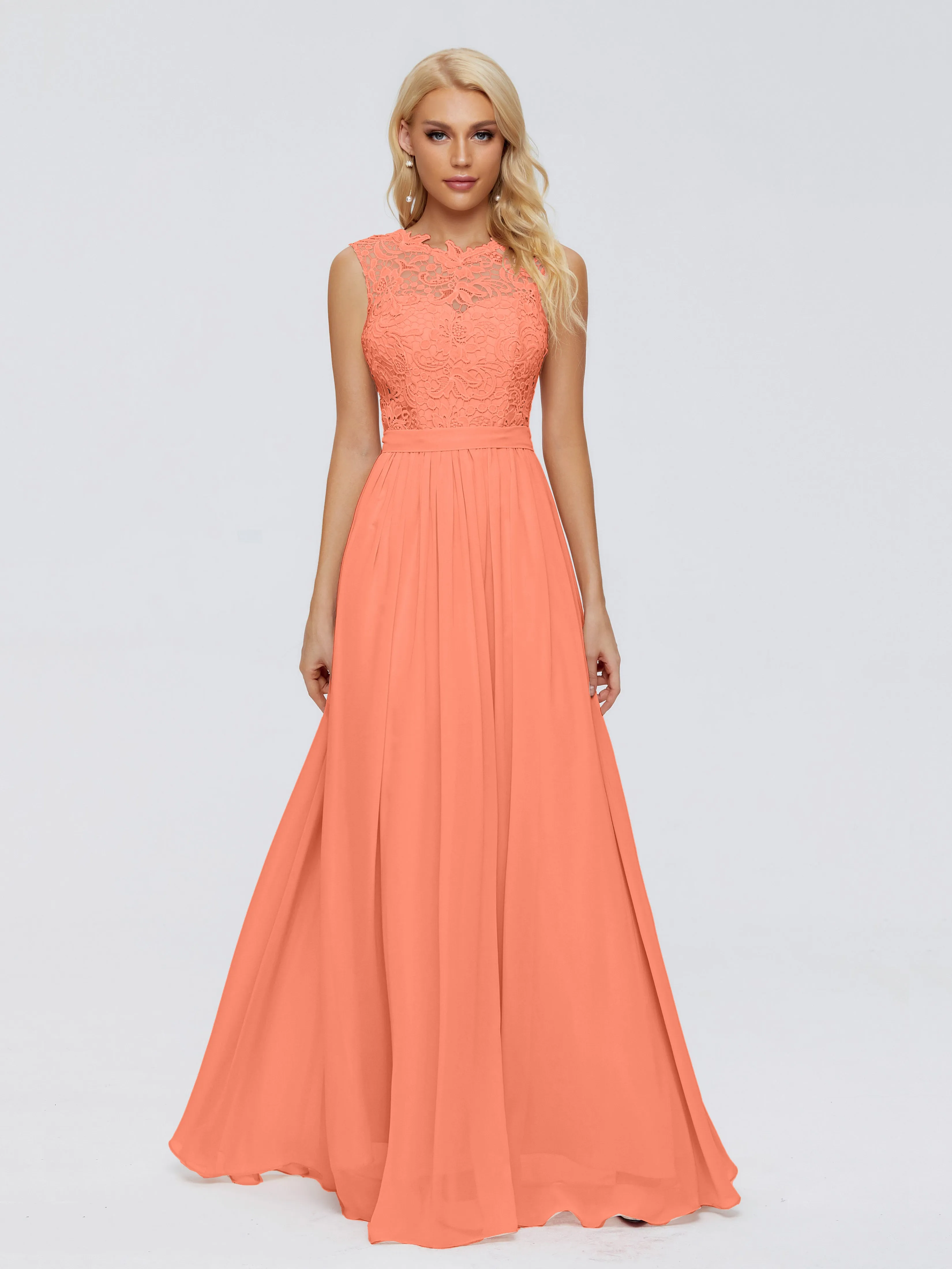 Sunset Bridesmaids Dresses Melody Elegant Bateau Chiffon Bridesmaid Dresses