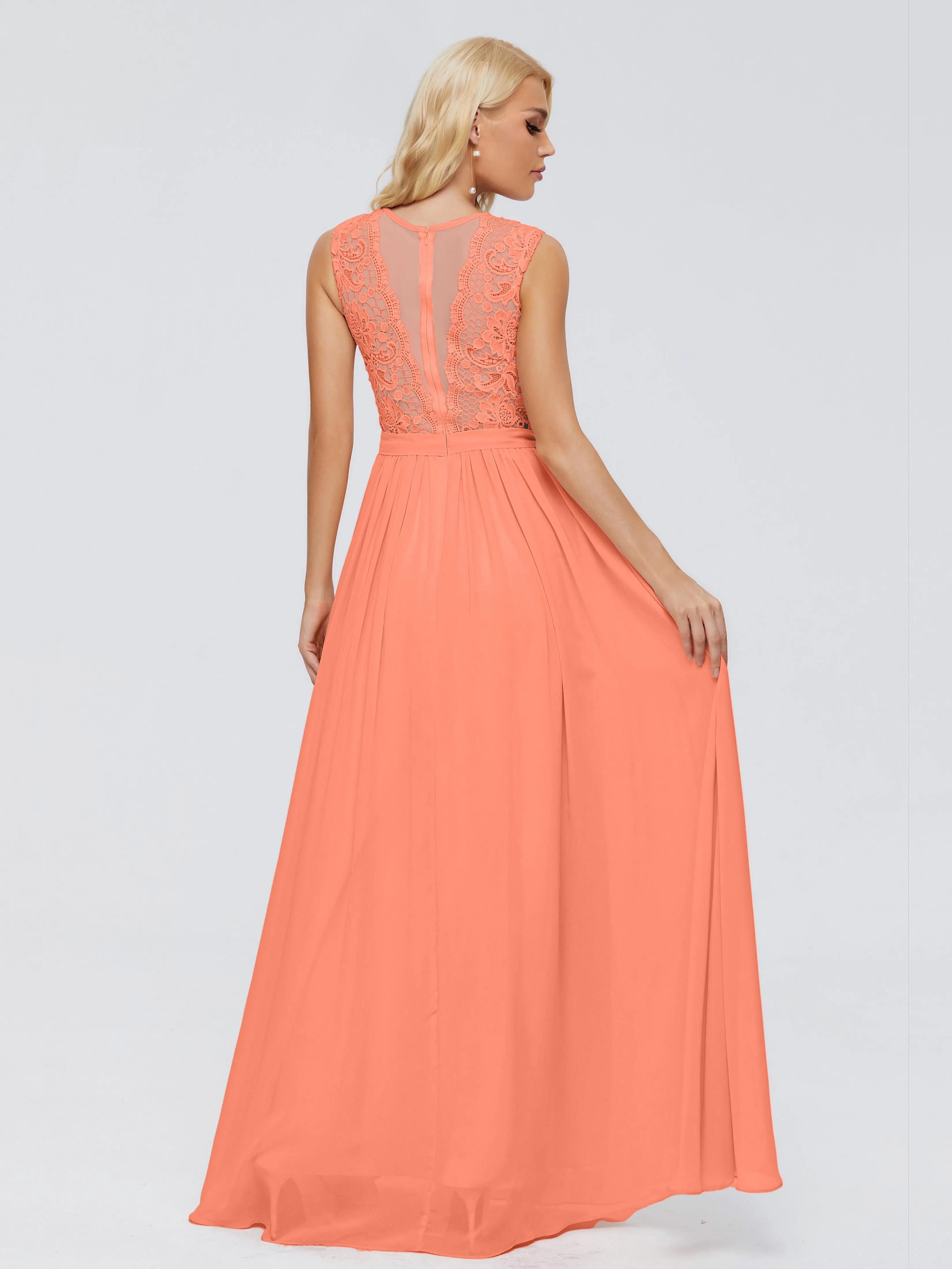 Sunset Bridesmaids Dresses Melody Elegant Bateau Chiffon Bridesmaid Dresses