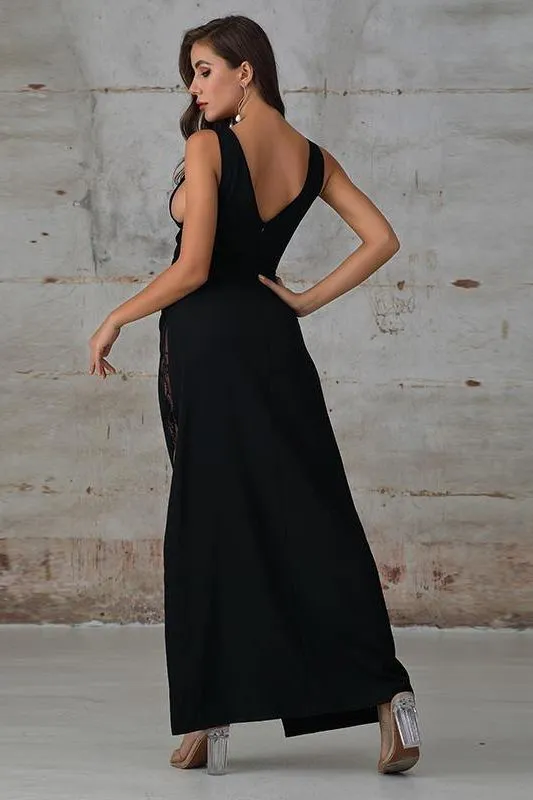 V Neck Maxi Elegant Asymmetrical Dress